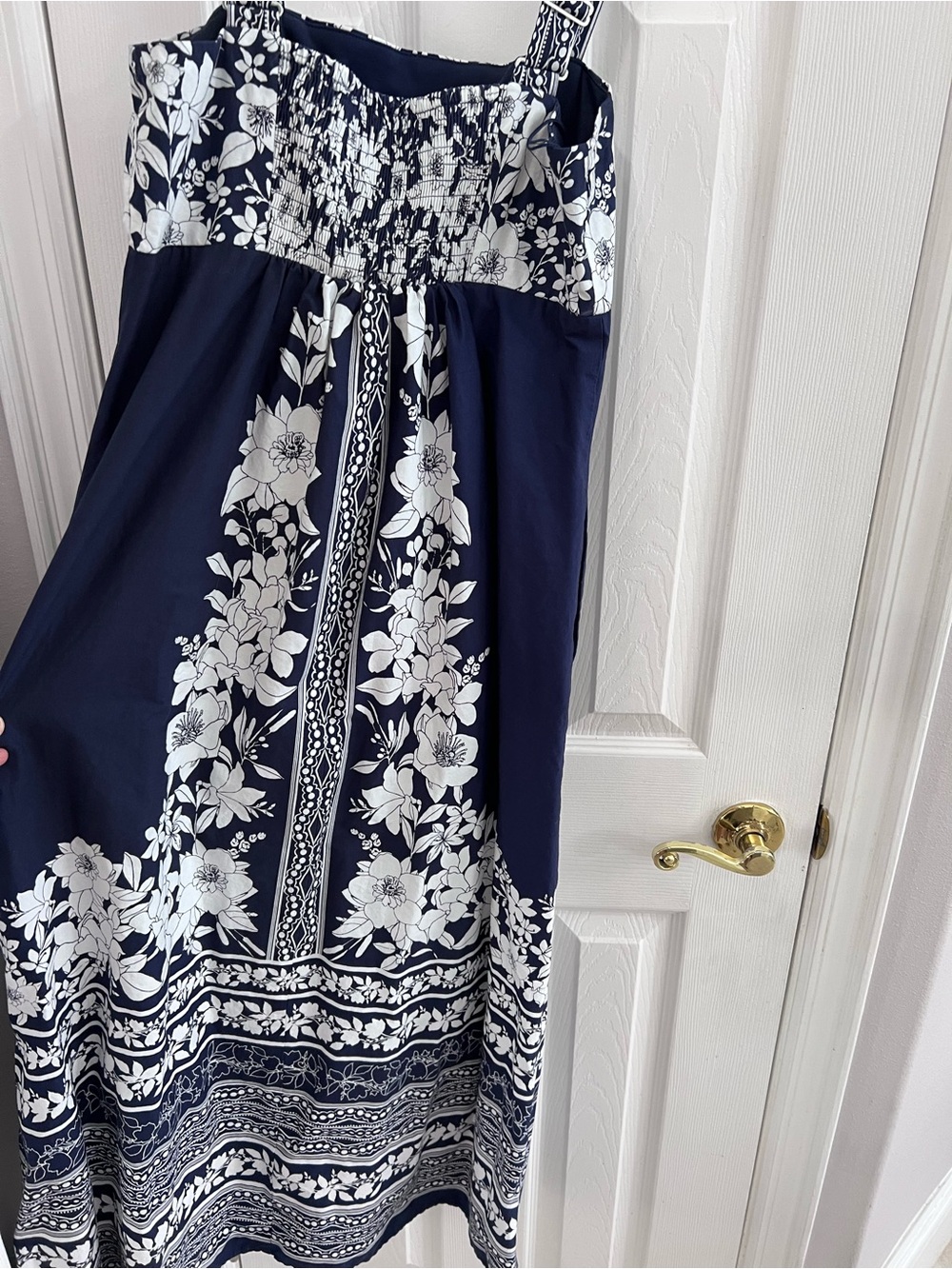 London Times Navy and White Floral Maxi Dress - Picture 3 of 5